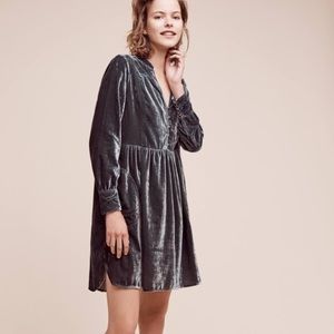 Anthropologie Holding Horses Velvet Shirtdress